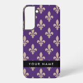Fleur de Lis, Beige on Purple, Royal, Your Name Samsung Galaxyケース (裏面)
