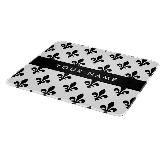 Fleur de Lis, Black on White, Black, Your Name カッティングボード (角)