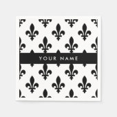Fleur de Lis, Black on White, Black, Your Name スタンダードカクテルナプキン (正面)