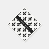 Fleur de Lis, Black on White, Black, Your Name スタンダードカクテルナプキン (角)