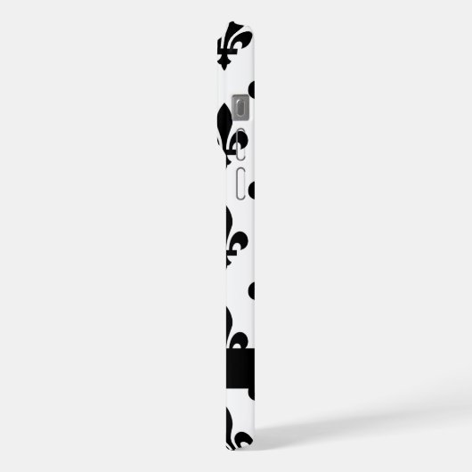 Fleur de Lis, Black on White, Black, Your Name iPhoneケース (左側面)