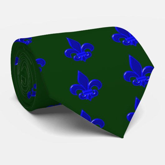 Fleur De Lis Blau blue ネクタイ (ロール)