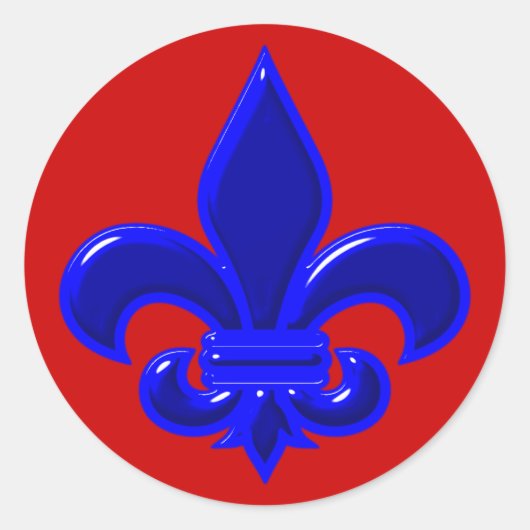 Fleur De Lis Blau blue ラウンドシール (正面)