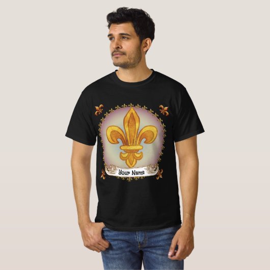 Fleur De Lis Family Crest Surname Tシャツ (正面フル)
