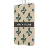 Fleur de Lis, Green on Beige, Royal, Your Name カーエアーフレッシュナー (左)