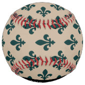 Fleur de Lis, Green on Beige, Royal, Your Name ソフトボール (裏面)