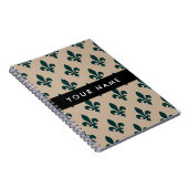 Fleur de Lis, Green on Beige, Royal, Your Name ノートブック (右側)