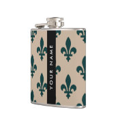 Fleur de Lis, Green on Beige, Royal, Your Name フラスク (左)