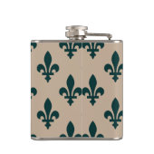 Fleur de Lis, Green on Beige, Royal, Your Name フラスク (裏面)