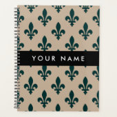 Fleur de Lis, Green on Beige, Royal, Your Name プランナー手帳 (正面)