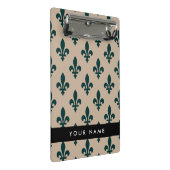 Fleur de Lis, Green on Beige, Royal, Your Name ミニクリップボード (アングル)