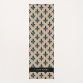 Fleur de Lis, Green on Beige, Royal, Your Name ヨガマット (正面)
