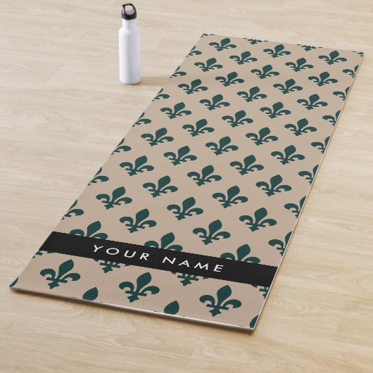 Fleur de Lis, Green on Beige, Royal, Your Name ヨガマット (インサイチュ)
