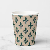 Fleur de Lis, Green on Beige, Royal, Your Name 紙コップ (裏面)