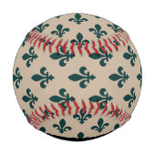 Fleur de Lis, Green on Beige, Royal, Your Name 野球ボール (裏面)