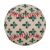 Fleur de Lis, Green on Beige, Royal, Your Name 野球ボール (正面)