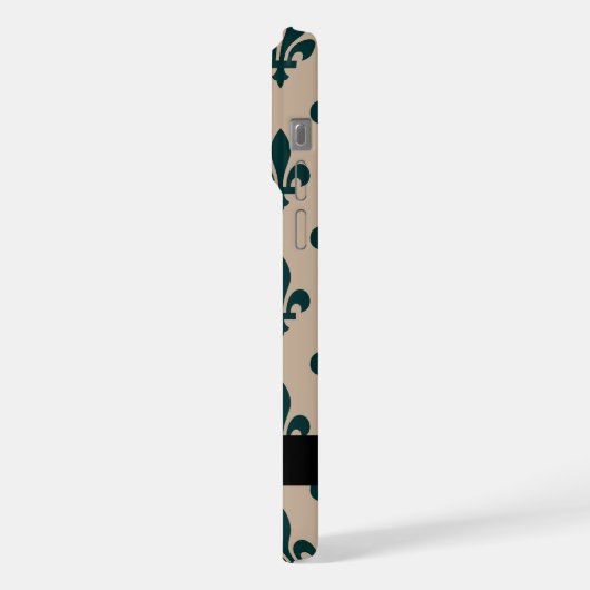 Fleur de Lis, Green on Beige, Royal, Your Name iPhoneケース (左側面)