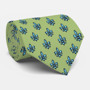 Fleur-de-lis Heraldic Moss Green Two-sided ネクタイ