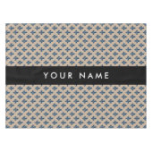 Fleur de Lis, Navy Blue on Beige, Royal, Your Name テーブルクロス (正面(横))