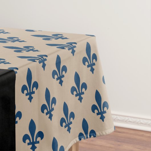 Fleur de Lis, Navy Blue on Beige, Royal, Your Name テーブルクロス (インサイチュ)