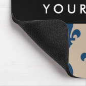 Fleur de Lis, Navy Blue on Beige, Royal, Your Name マウスパッド (コーナー)
