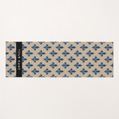 Fleur de Lis, Navy Blue on Beige, Royal, Your Name ヨガマット (正面(横))