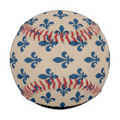 Fleur de Lis, Navy Blue on Beige, Royal, Your Name 野球ボール (裏面)
