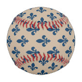 Fleur de Lis, Navy Blue on Beige, Royal, Your Name 野球ボール (正面)