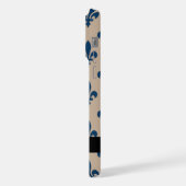 Fleur de Lis, Navy Blue on Beige, Royal, Your Name iPhoneケース (左側面)