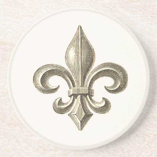 Fleur de Lis Vintage French Sandstone Coaster コースター (正面)
