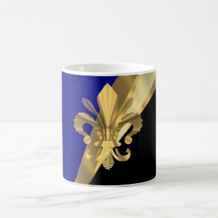 fleur de lys濃紺及びgold コーヒーマグカップ