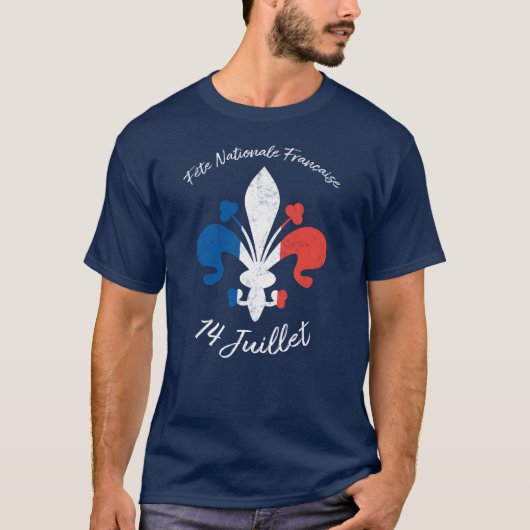 Fleur de Lys Fete Nationale Francaise 14 Juillet Tシャツ (正面)