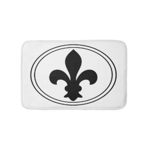 Fleur de Lys Frenchの記号の黒の楕円形のカスタムな色 バスマット
