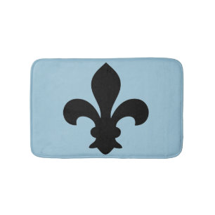 Fleur de Lys Frenchの記号の黒の青くカスタムな色 バスマット