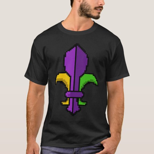 Fleur De Lys Pixel Mardi Gras Carnival Gaming Game Tシャツ (正面)