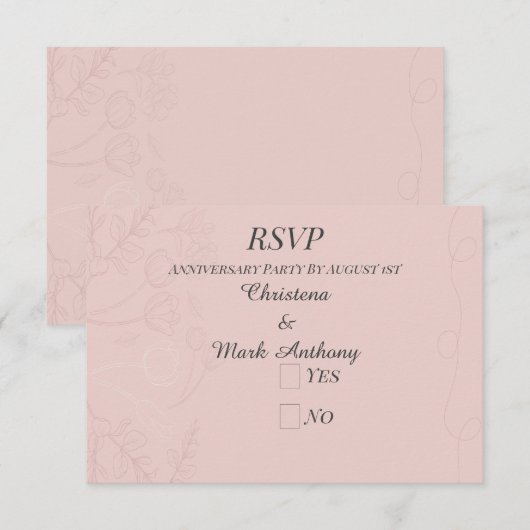 Fleur de Satin Wedding Anniversary 出欠カード (正面/裏面)
