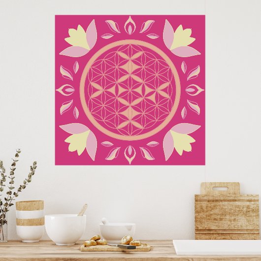 fleur de vie rose ポスター (キッチン)