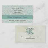 Fleur di Lys Damaskの石板の青い名刺 名刺 (正面/裏面)