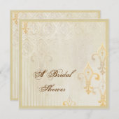 Fleur di Lys Damask 2のクリーム-結婚式招待状 招待状 (正面/裏面)