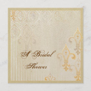 Fleur di Lys Damask 2のクリーム-結婚式招待状 招待状