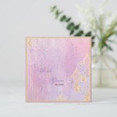 Fleur di Lys Damask 2の薄紫のラベンダーの招待状 招待状 (スタンド正面)