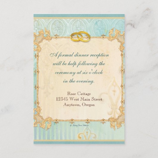 Fleur di Lys Damask 2 - RSVPの応答カードを結婚すること エンクロージャーカード (裏面)