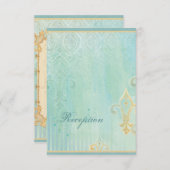 Fleur di Lys Damask 2 - RSVPの応答カードを結婚すること エンクロージャーカード (正面/裏面)