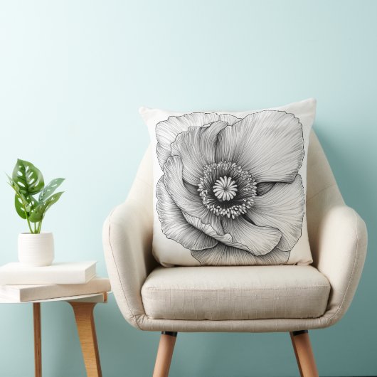 🌸 Fleur en Noir et Blanc クッション (椅子)