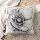 🌸 Fleur en Noir et Blanc クッション (ブランケット)