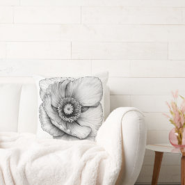 🌸 Fleur en Noir et Blanc クッション