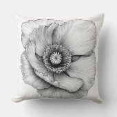🌸 Fleur en Noir et Blanc クッション (正面)