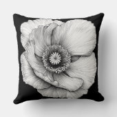 🌸 Fleur en Noir et Blanc クッション (裏面)