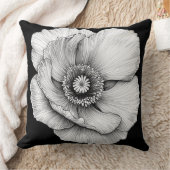 🌸 Fleur en Noir et Blanc クッション (ブランケット)