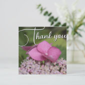 Fleur rose titre fond vert texte personnalisable サンキューカード (スタンド正面)